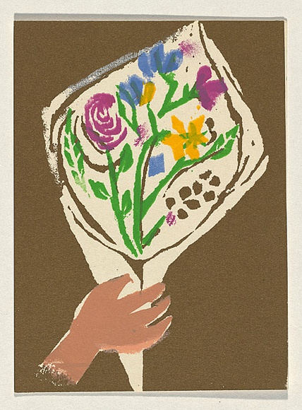 Title: b'Card: Bouquet of flowers' | Technique: b'screenprint, printed in colour, from multiple stencils'