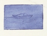 Artist: b'Palethorpe, Jan' | Title: b'not titled [Face sleeping in a boat?].' | Date: 1993? | Technique: b'etching, printed in blue ink, with plate-tone, from one plate'