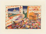 Artist: b'Eager, Helen.' | Title: b'Bird bath.' | Date: 1975 | Technique: b'lithograph, printed in colour, from multiple plates; collage'