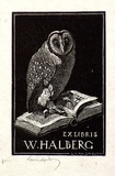 Artist: b'LINDSAY, Lionel' | Title: b'Bookplate: W. Halberg' | Date: 1933 | Technique: b'wood-engraving, printed in black ink, from one block' | Copyright: b'Courtesy of the National Library of Australia'