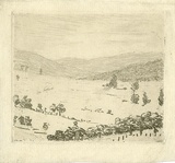 Artist: b'Farmer, John.' | Title: b'(Landscape).' | Date: (1950s) | Technique: b'softground etching, printed in grey ink, from one  plate'