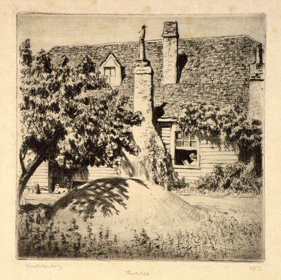 Artist: b'LINDSAY, Lionel' | Title: b'The old well, off Penrith Road' | Date: 1925 | Technique: b'drypoint, printed in black ink, from one plate' | Copyright: b'Courtesy of the National Library of Australia'