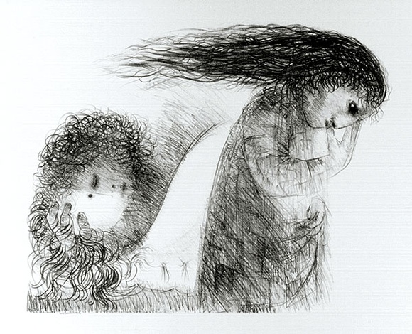 Artist: b'BOYD, Arthur' | Title: b'St Francis when young turning aside.' | Date: (1965) | Technique: b'lithograph, printed in black ink, from one plate' | Copyright: b'Reproduced with permission of Bundanon Trust'