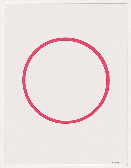 Artist: b'LEXIER, Micah' | Title: b'Untitled [Pink circle]' | Date: 2005 | Technique: b'screenprint, printed in pink ink, from one stencil'