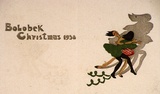 Artist: b'OGILVIE, Helen' | Title: b'Greeting card: Bolobek Christmas 1938' | Date: 1938 | Technique: b'linocut, printed in colour, from multiple blocks'