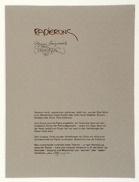 Artist: b'SCHMEISSER, Jorg' | Title: b'Radierung - neun Beispiele [Nine examples of intaglio technique]' | Date: 1976 | Technique: b'various' | Copyright: b'\xc2\xa9 J\xc3\xb6rg Schmeisser'