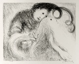 Artist: b'BOYD, Arthur' | Title: bSt Francis holding St Clare's hair. | Date: (1965) | Technique: b'lithograph, printed in black ink, from one plate' | Copyright: b'Reproduced with permission of Bundanon Trust'