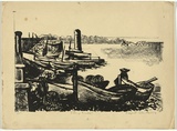 Artist: b'Cilento, Margaret.' | Title: b'Fishing boats.' | Date: 1954 | Technique: b'lithograph, printed in black ink, from one stone [or plate]'