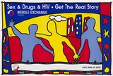 Title: b'Sex & drugs & HIV' | Date: 1990 | Technique: b'off-set lithograph, printed in colour'