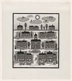 Artist: Groblicka, Lidia. | Title: Town | Date: 1972 | Technique: woodcut, printed in black ink, from one block