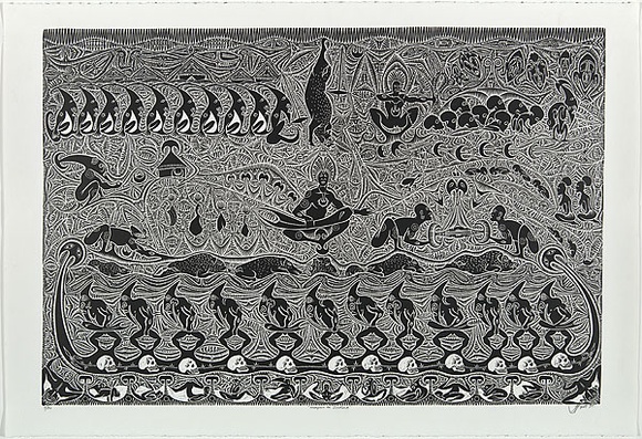 Artist: b'TIPOTI, Alick' | Title: b'Aralpaia Ar Zenikula.' | Date: 1998 | Technique: b'linocut, printed in black ink, from one block'