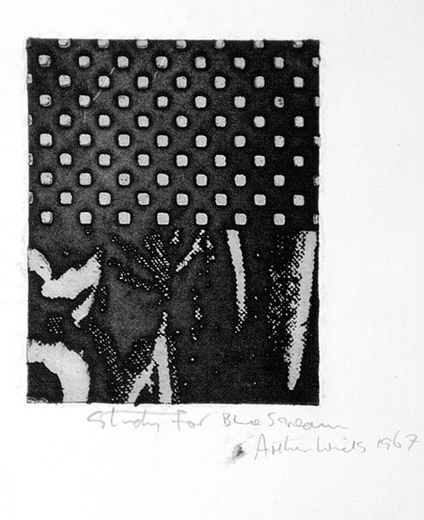 Artist: b'WICKS, Arthur' | Title: b'Study for blue scream' | Date: 1967 | Technique: b'photo-etching, printed in black ink, from one plate'