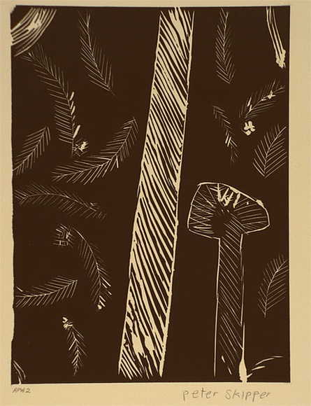 Artist: b'Skipper, Peter.' | Title: b'Tinyjil and turtujarti' | Date: 1994, October - November | Technique: b'linocut, printed in black ink, from one block'