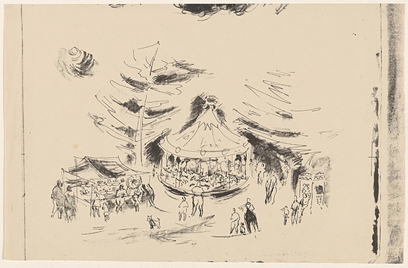 Artist: b'MACQUEEN, Mary' | Title: b'Carnival, San Remo' | Date: 1957 | Technique: b'lithograph, printed in black ink, from one plate' | Copyright: b'Courtesy Paulette Calhoun, for the estate of Mary Macqueen'