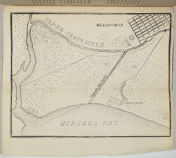 Artist: b'Ham Brothers.' | Title: bnot titled [Map of the Yarra and Hobson's Bay showing the proposed canal to the beach]. | Date: 1850 | Technique: b'lithograph, printed in black ink, from one stone'