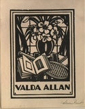 Artist: FEINT, Adrian | Title: Bookplate: Valda Allan. | Date: (1927) | Technique: wood-engraving, printed in black ink, from one block | Copyright: Courtesy the Estate of Adrian Feint