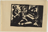 Artist: UNKNOWN, WORKER ARTISTS, SYDNEY, NSW | Title: Not titled (confrontation). | Date: 1933 | Technique: linocut, printed in black ink, from one block