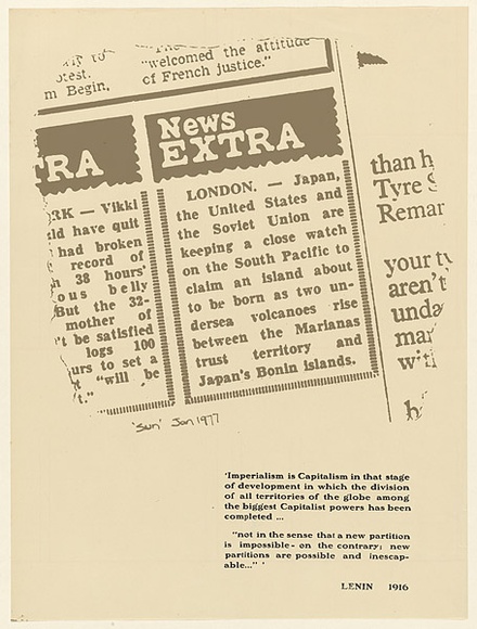 Title: News extra. | Date: 1977 | Technique: screenprint, printed in black ink, from one stencil