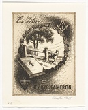 Artist: b'PLATT, Austin' | Title: b'Bookplate: Neville Cameron' | Date: c.1946 | Technique: b'etching, printed in black ink, from one plate'