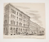 Title: The Exchange, Sydney. Bridge and Gresham Streets | Date: c.1880s | Technique: lithograph, printed in black ink, from one stone [or plate]