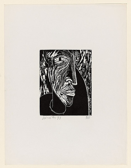 Title: b'Head 2' | Date: 1973 | Technique: b'woodcut, printed in black ink, from one masonite block'