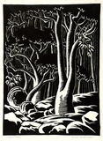 Artist: b'Cornish, Muriel.' | Title: b'Trees and rocks.' | Date: 1935 | Technique: b'linocut, printed in black ink, from one block'