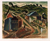 Artist: Sumner, Alan. | Title: Hill train terminus | Date: 1948 | Technique: screenprint, printed in colour, from 16 stencils