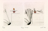 Artist: b'Fransella, Graham.' | Title: b'Egg trick'. | Date: 1980 | Technique: b'etching, aquatint, foul-biting and burnishing, printed in black ink, from one plate' | Copyright: b'Courtesy of the artist'
