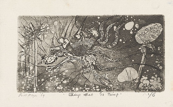 Artist: b'MEYER, Bill' | Title: b'Things that go bump.' | Date: 1968 | Technique: b'etching, aquatint and drypoint, printed in black ink, from one copper plate' | Copyright: b'\xc2\xa9 Bill Meyer'