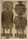 Artist: b'MUNGATOPI, Maryanne' | Title: b'Jurrukukuni and Malakaninga' | Date: 1999, February | Technique: b'etching, printed in black ink, from one plate'