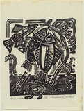 Artist: b'Ratas, Vaclovas.' | Title: b'Fish' | Date: 1953 | Technique: b'woodcut, printed in black ink, from one block'