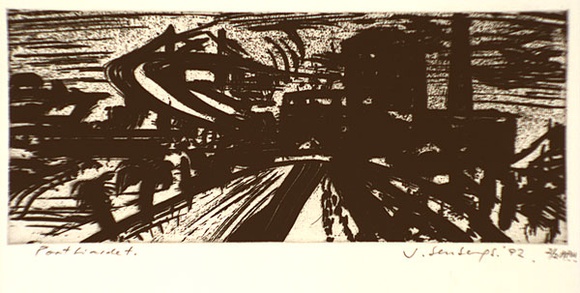 Artist: b'Senbergs, Jan.' | Title: b'Port Liardet' | Date: 1992 | Technique: b'sugar-lift etching, printed in black ink, from one plate' | Copyright: b'\xc2\xa9 Jan Senbergs'