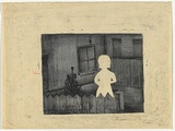 Artist: Blackman, Charles. | Title: Figure by fence. | Date: (1953-57) | Technique: lithograph, printed in colour, from two plates in blue and black ink