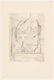 Title: b'Self-portrait - drawing' | Date: 1978 | Technique: b'drypoint, printed in black ink, from one perspex plate'