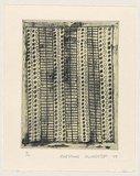 Artist: b'MUNGATOPI, Maryanne' | Title: b'not titled [geometric design with circled and vertical grids]' | Date: 1999, November | Technique: b'etching, printed in black and cream in intaglio and relief, from one plate'