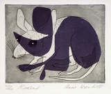 Artist: Wienholt, Anne. | Title: Rodent | Date: (1948) | Technique: engraving and aquatint, printed in black ink, from one copper plate; purple ink applied by stencil