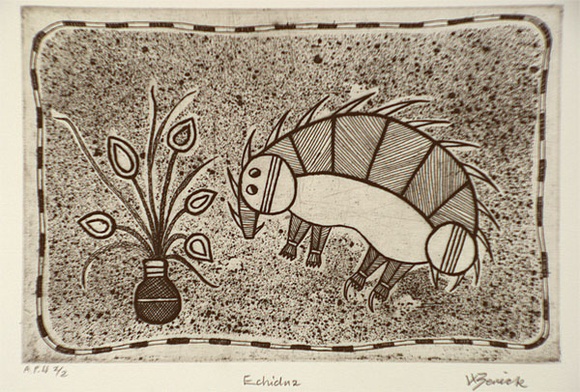 Artist: b'Berick, Wendy Watjera.' | Title: b'Echidna' | Date: 1999, April | Technique: b'etching, printed in black ink, from one plate'