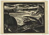 Artist: b'Perry, Adelaide.' | Title: b'The Bridge, October 1929' | Date: 1930 | Technique: b'linocut, printed in black ink, from one block' | Copyright: b'\xc2\xa9 Adelaide Perry'