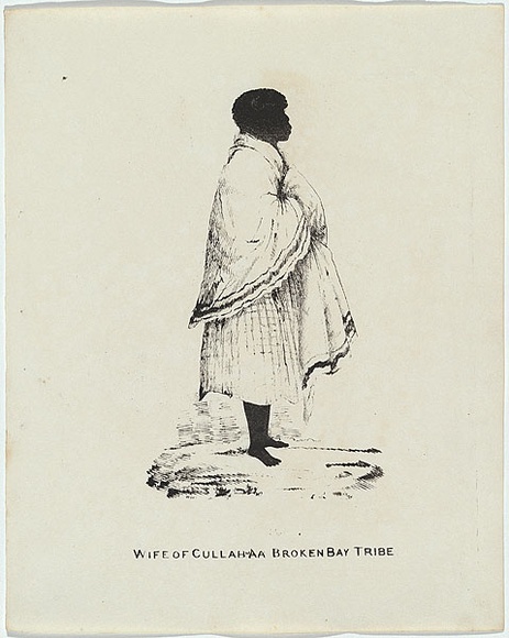 Artist: b'Fernyhough, William.' | Title: b'Wife of Cullabaa. Broken Bay Tribe.' | Date: 1836 | Technique: b'pen-lithograph, printed in black ink, from one zinc plate'