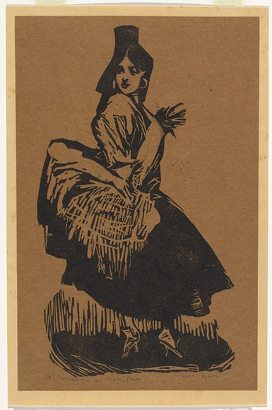 Artist: b'Dyson, Will.' | Title: b'Spanish dancer.' | Date: c.1927 | Technique: b'linocut, printed in black ink, from one block'