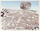 Artist: WICKS, Arthur | Title: Collecting a stone, Alchemists Ridge | Date: 1983 | Technique: photo-screenprint, printed in black ink, from one stencil