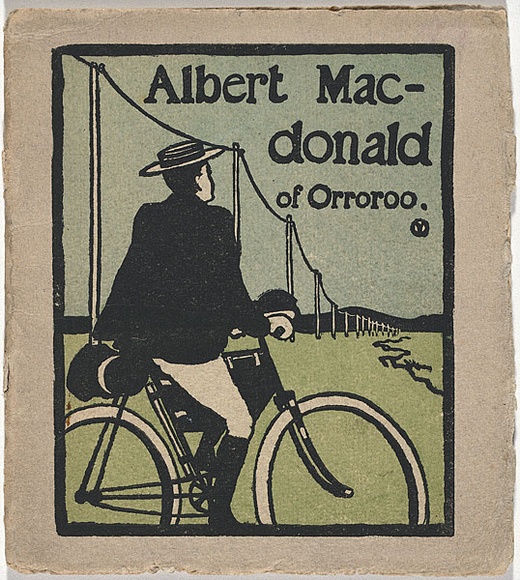 Artist: b'Young, Blamire.' | Title: b'Albert Macdonald on his Swift cycle.' | Date: 1898 | Technique: b'woodcut, printed in colour, from three blocks'