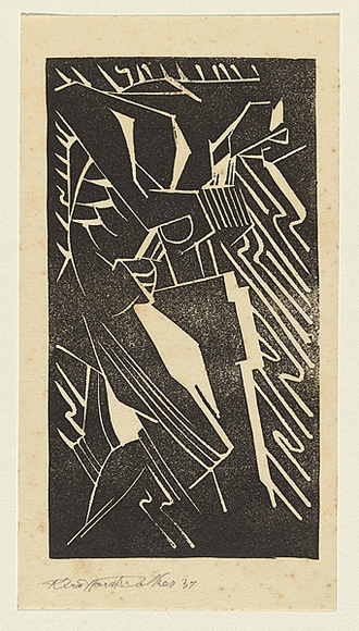 Artist: b'Walker, Ralph Trafford.' | Title: b'(Man with a jack hammer II)' | Date: 1937 | Technique: b'linocut, printed in black ink, from one block'