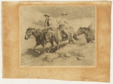 Artist: RUSSOM, Reg | Title: Prospectors | Date: c.1937 | Technique: etching, printed in brown ink, from one plate