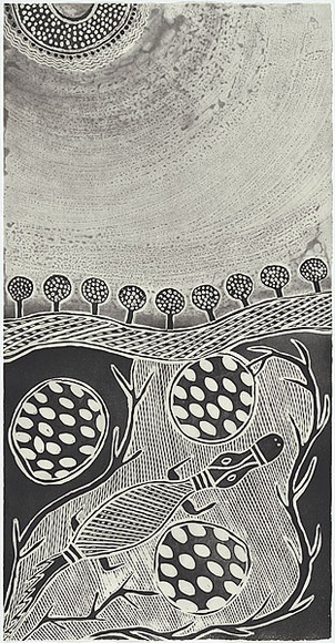 Artist: b'Gurruwiwi, Djalu.' | Title: b'Gapu, tubig, air, water II' | Date: 1999 | Technique: b'etching and aquatint, printed in black in, from one plate'