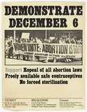 Artist: b'UNKNOWN' | Title: b'Demonstrate... Support repeal of all abortion laws, freely available safe contraceptives, no forced sterilisation' | Date: 1973 | Technique: b'offset-lithograph, printed black ink'