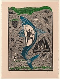 Artist: b'MAST, Robert' | Title: b'Muthuk' | Date: 2000 | Technique: b'linocut, printed in black ink, from one block; hand coloured a la coupe [wet on wet]'