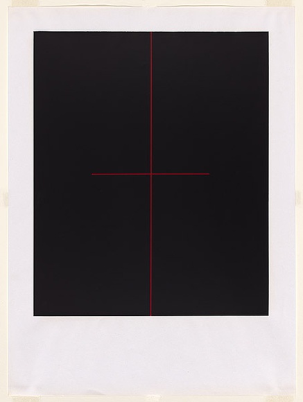 Artist: b'Hotere, Ralph.' | Title: b'Red on black' | Date: 1968 | Technique: b'screenprint, printed in colour, from two stencils'