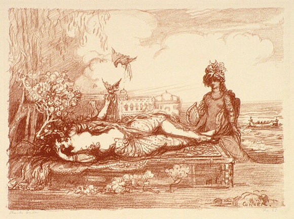 Artist: b'Conder, Charles.' | Title: b'A dream of Araby.' | Date: 1904 | Technique: b'transfer-lithograph, printed in red ink, from one stone'