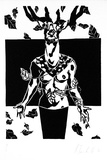 Artist: b'Turnbull, Karen' | Title: b'not titled' | Date: 1988 | Technique: b'linocut, printed in black ink, from one block'